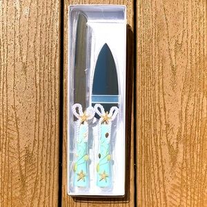 LILLIAN ROSE SEASHORE CAKE SERVER & KNIFE SET NWT